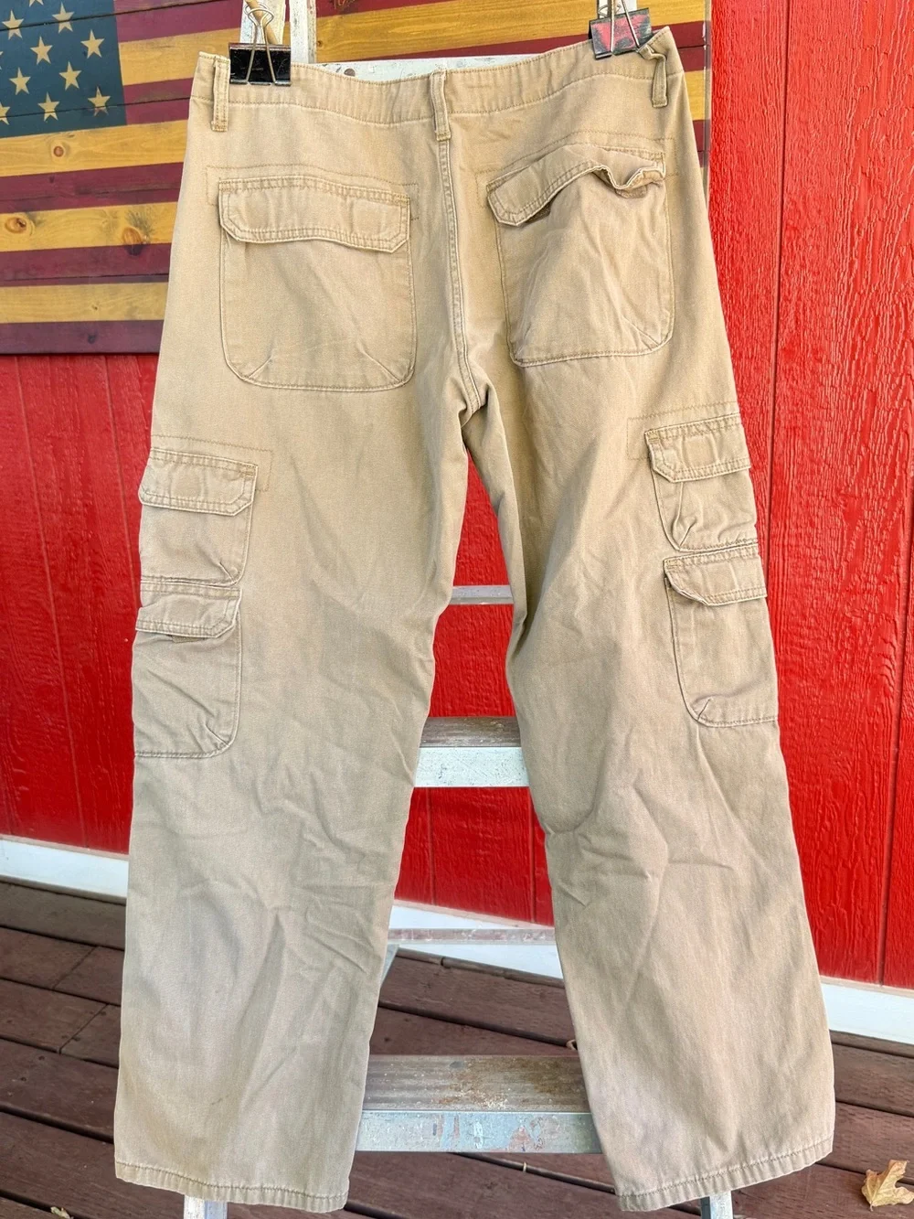 Wrangler Authentics Men’s Tan Cargo Pants – Relaxed Fit Utility Pants | 32x30